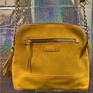 Mustard Yellow Crossbody Bag Tassel Chain Strap Boho Purse